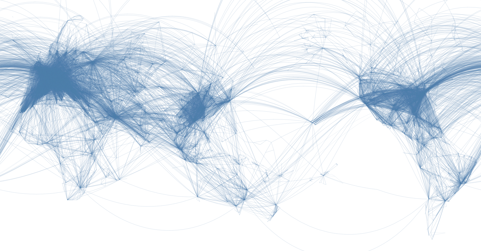 Airline routes across the world